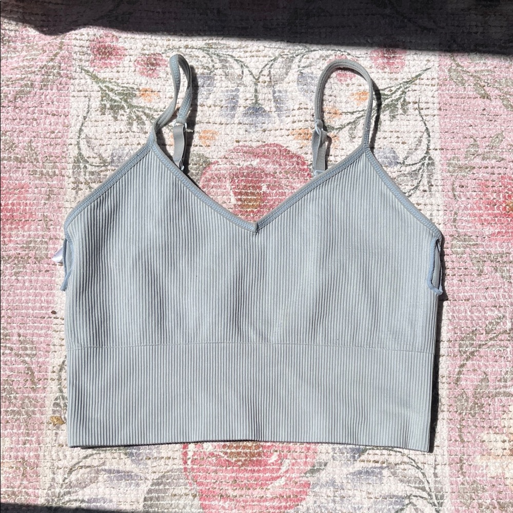 Light blue Ribbed sports bra - Picture 7 of 7
